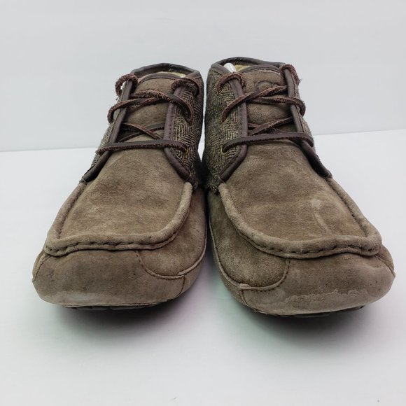 UGG Australia Lyle Mens Size 12 Brown Suede Sherpa Sheepskin Chukka Slipper Shoe - Picture 5 of 8